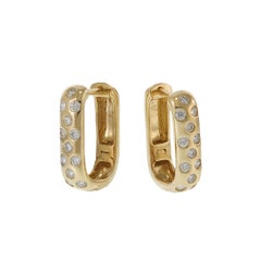 14KT Yellow Gold & Diamond Square Huggie Earrings