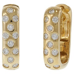 14KT Yellow Gold
Diamond Square Huggie Earrings