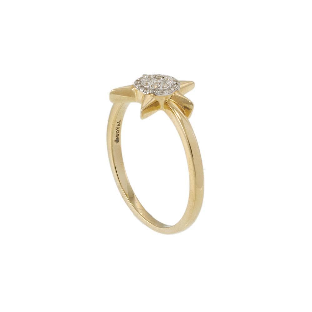 Donna Anello a grappolo di diamanti in oro giallo 14KT in vendita