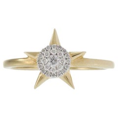 14KT Yellow Gold Diamond Starburst Cluster Ring
