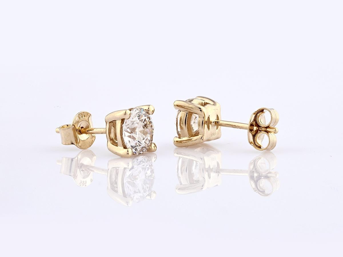 Orecchini con diamanti in oro giallo 14KT in vendita 1