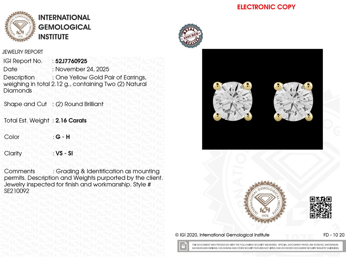 Orecchini con diamanti in oro giallo 14KT in vendita 3