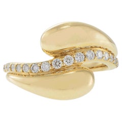 14KT Yellow Gold Diamond Swirl Fashion Ring