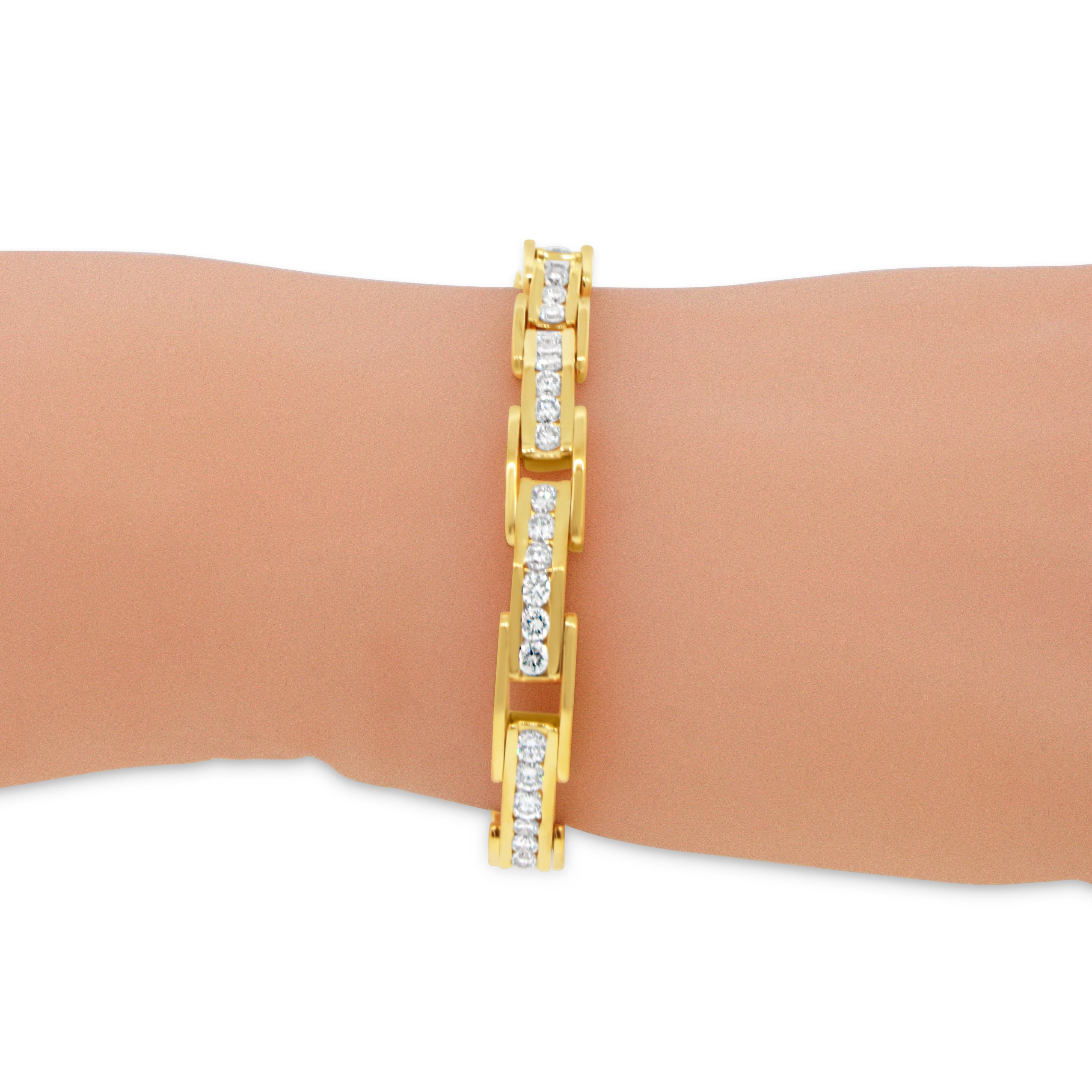 Tennisarmband aus 14 Karat Gelbgold mit Diamanten Damen