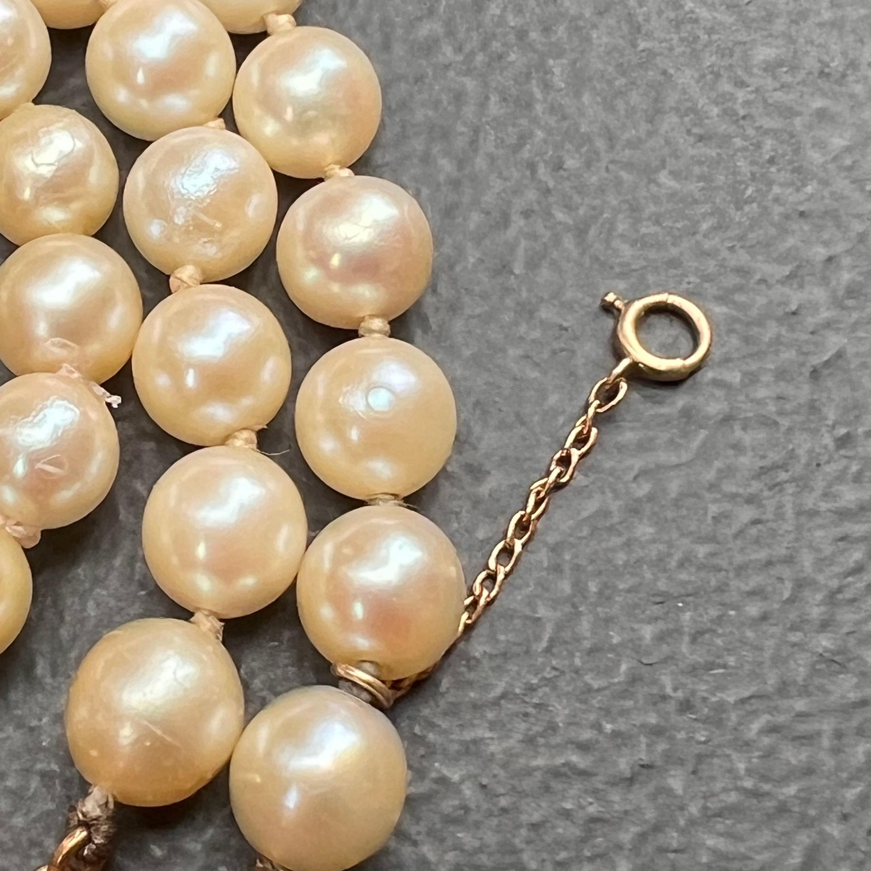 Bracelet triple rang de perles de culture en or jaune 14kt avec diamant et turquoise  en vente 5