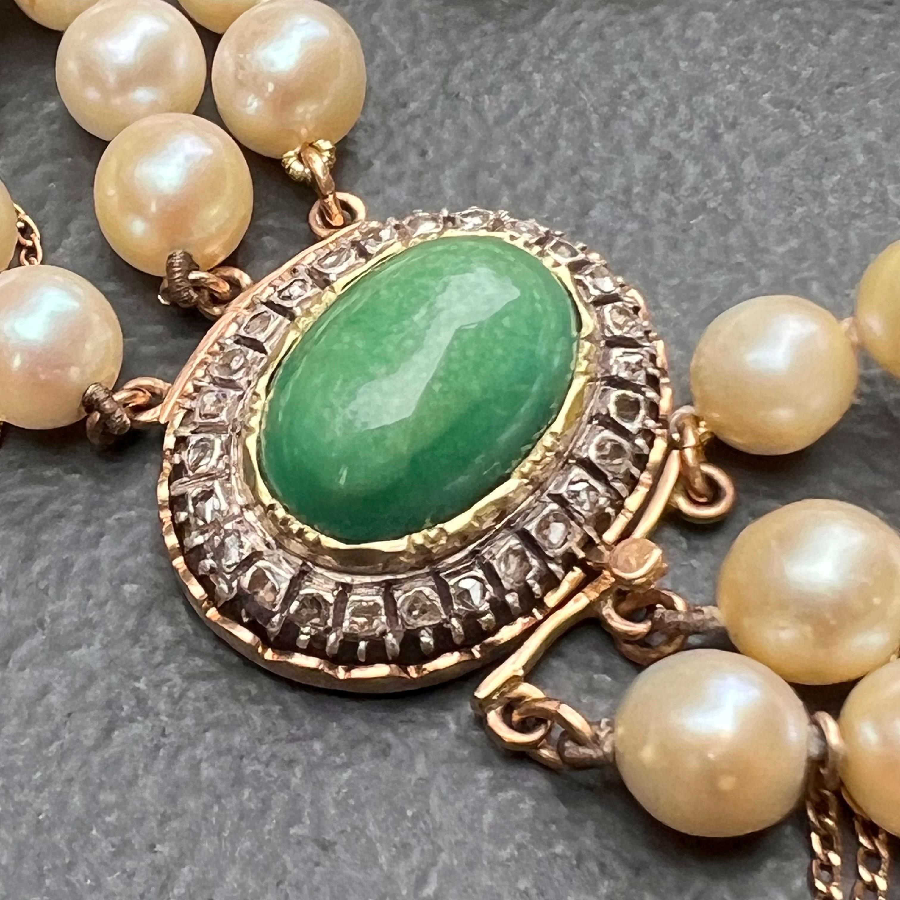 Bracelet triple rang de perles de culture en or jaune 14kt avec diamant et turquoise  Pour femmes en vente