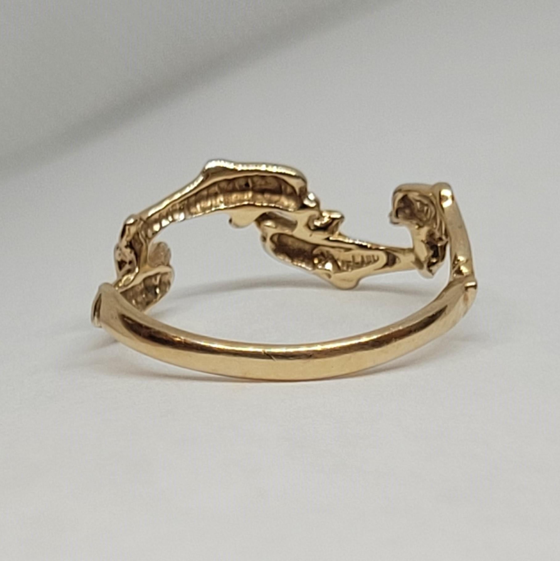 14kt Gelbgold Delphin-Ring, Größe 6 mm, 6,5 mm am breitesten Punkt, 1,7 gr, gestempelt (Moderne)
