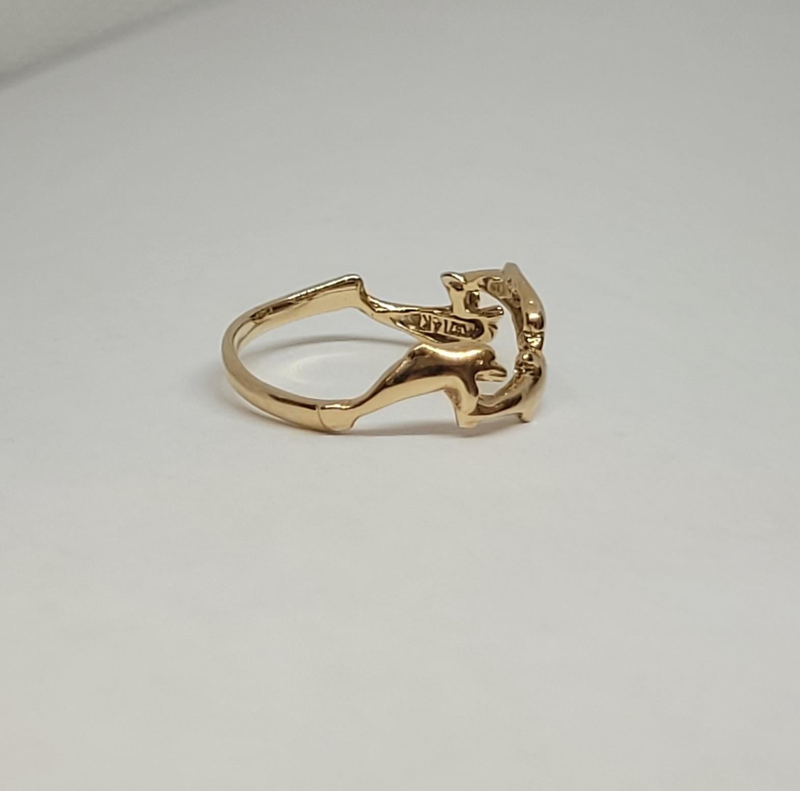 14kt Gelbgold Delphin-Ring, Größe 6 mm, 6,5 mm am breitesten Punkt, 1,7 gr, gestempelt Damen