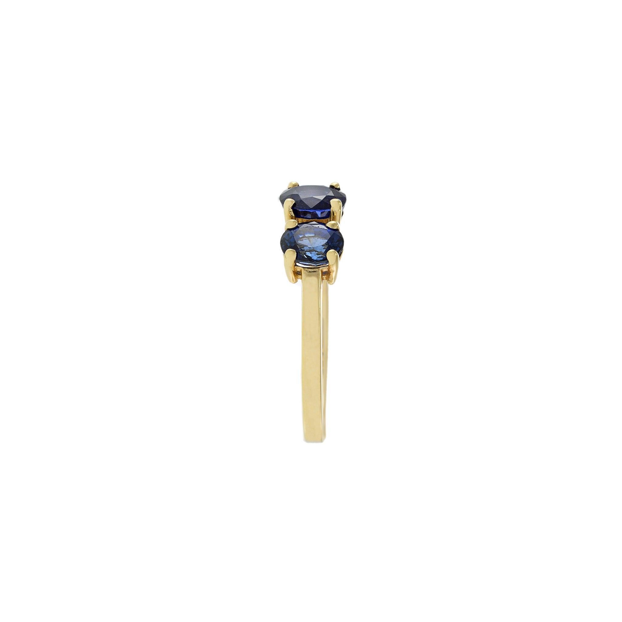 14KT Gelbgold Doppel-Saphir-Ring (Zeitgenössisch) im Angebot