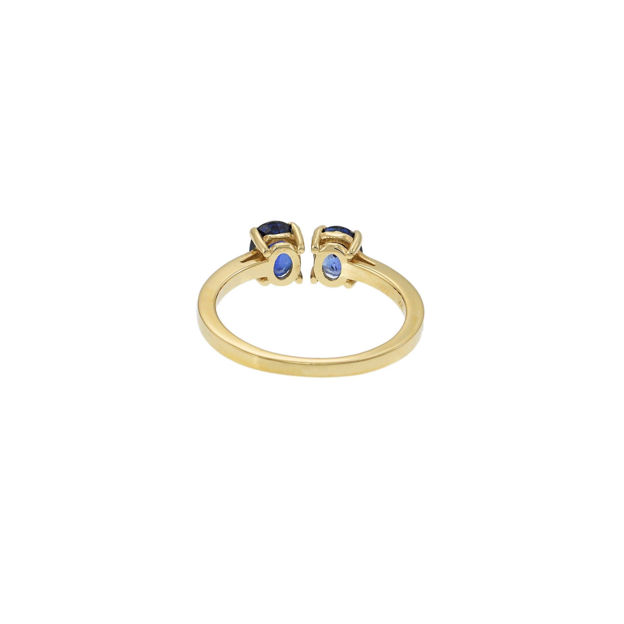 14KT Gelbgold Doppel-Saphir-Ring im Zustand „Neu“ im Angebot in New York, NY