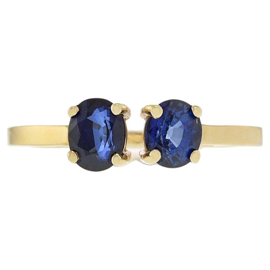 14KT Yellow Gold Double Sapphire Ring
