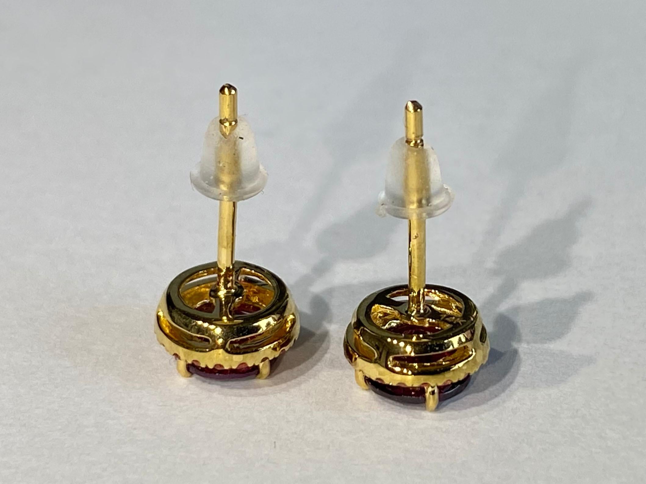 14 Karat Gelbgold Ohrringe mit Rhodolith Granat & orangefarbenem Saphir im Angebot 12