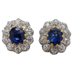 14kt Yellow Gold Earrings with Diamonds 
Sapphires