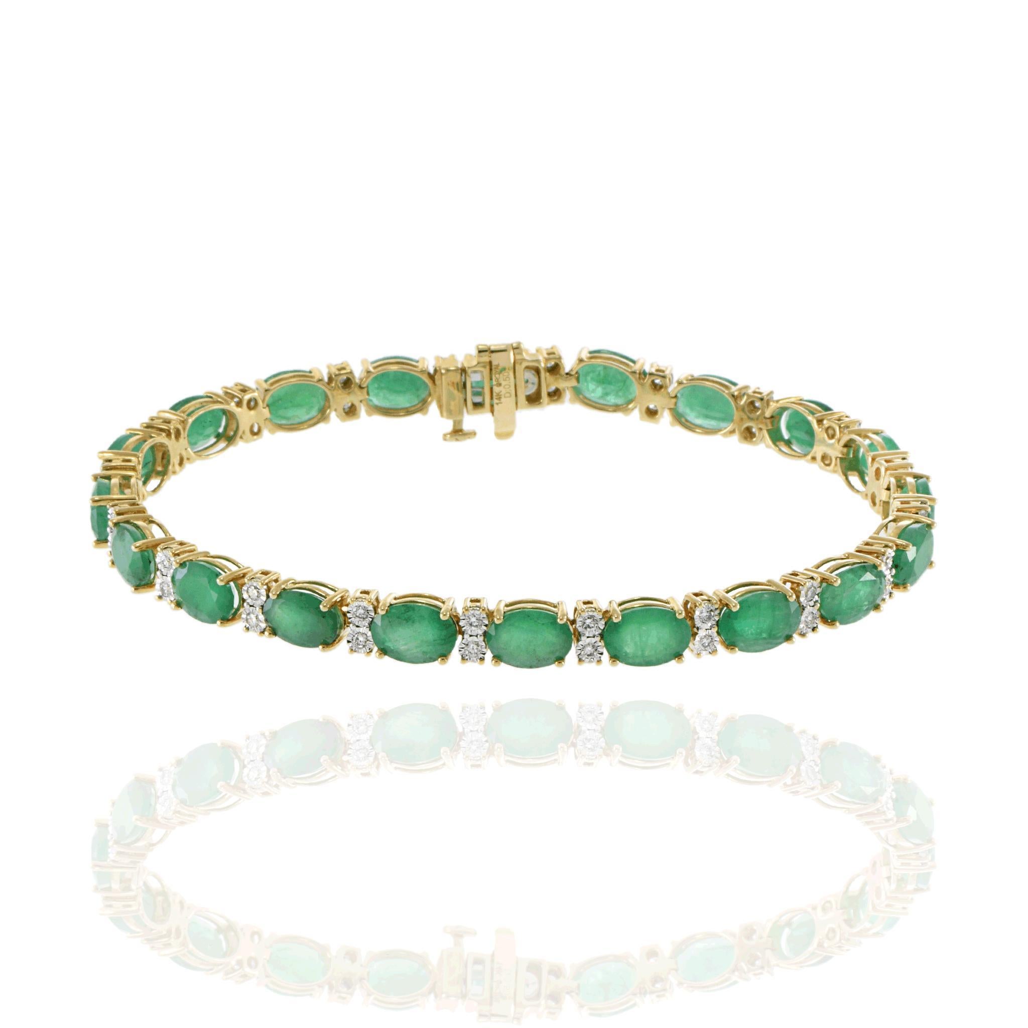 De las mujeres 14KT Yellow Gold Emerald and Diamond Line Bracelet en venta