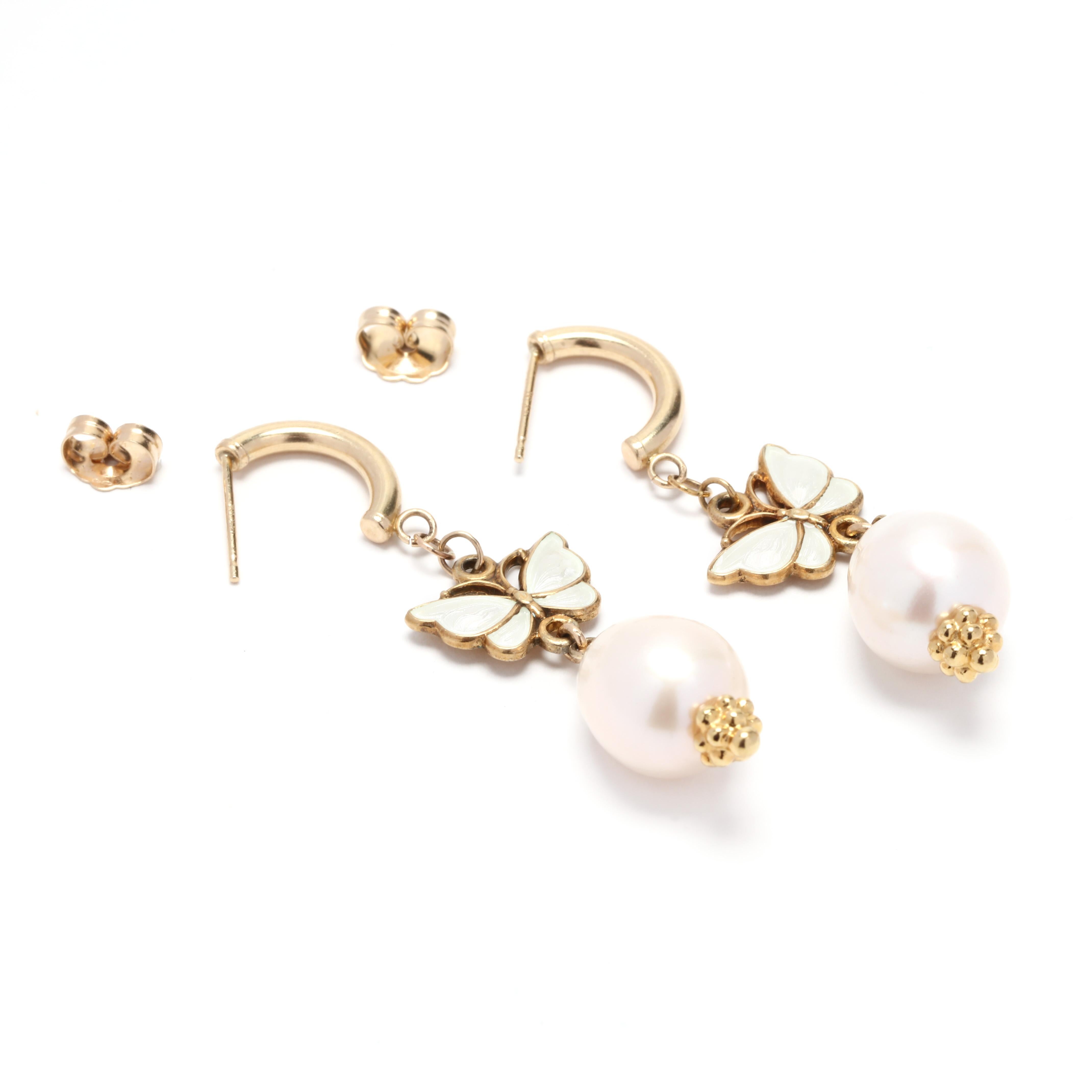 butterfly dangle earrings 14k yellow gold