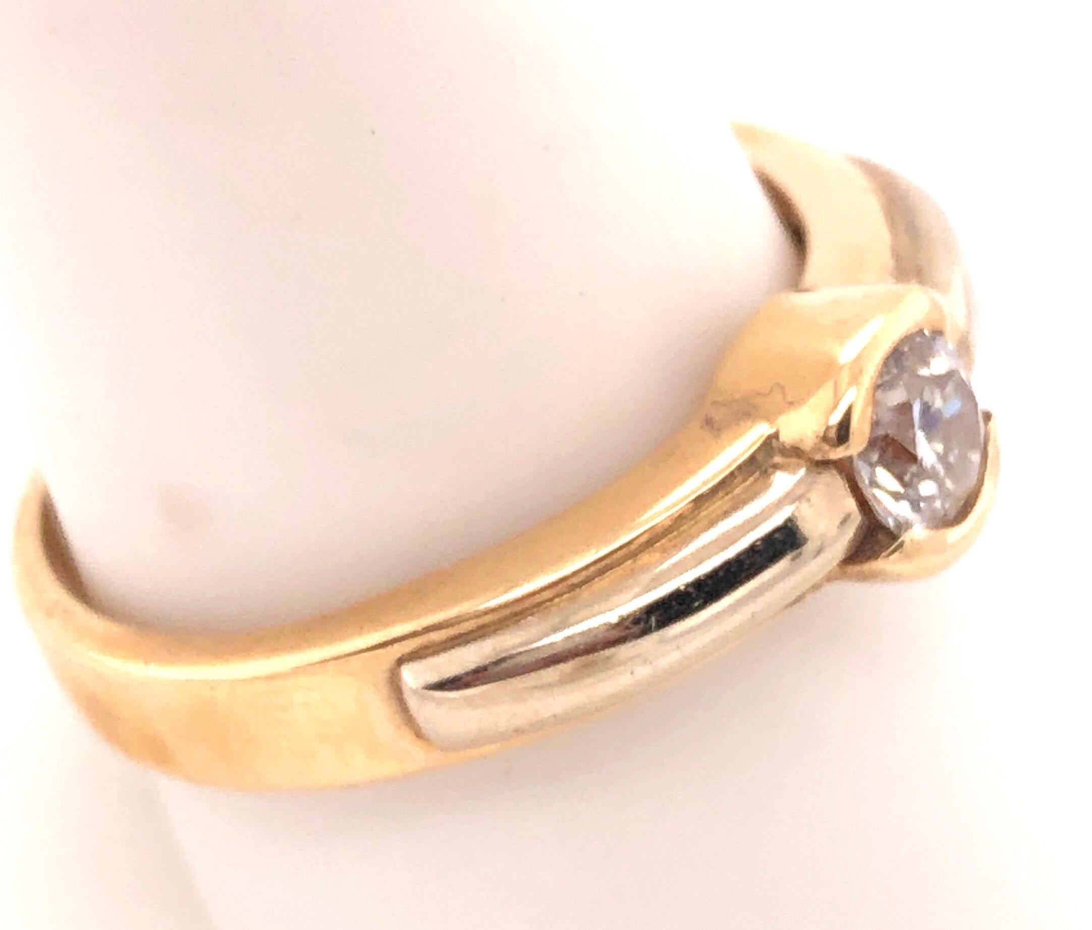 Taille ronde Bague de fiançailles et de mariage en or jaune 14 carats, poids total des diamants de 0,50 carat en vente