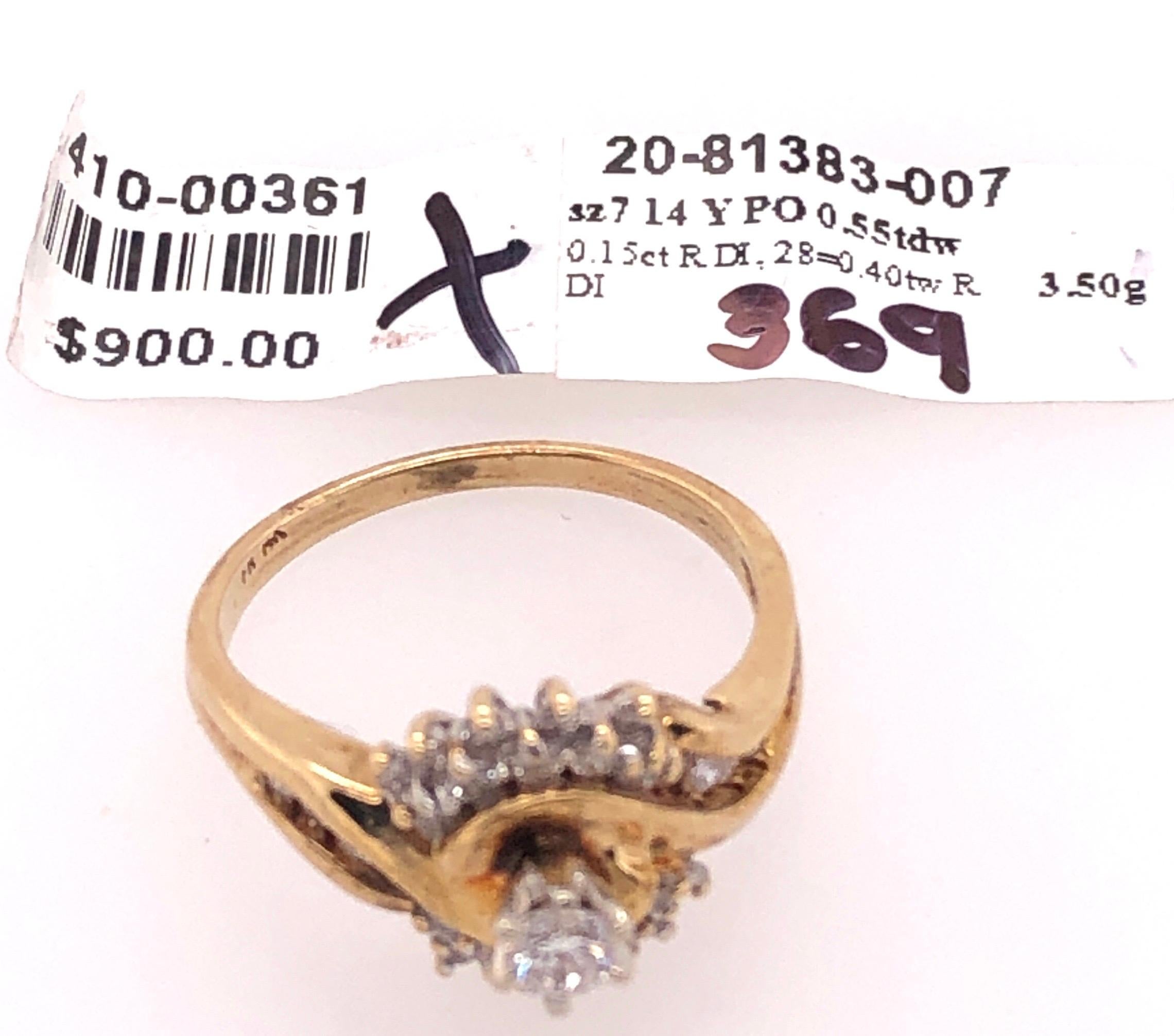14 Karat Yellow Gold Engagement Ring 0.55 Total Diamond Weight For Sale 5