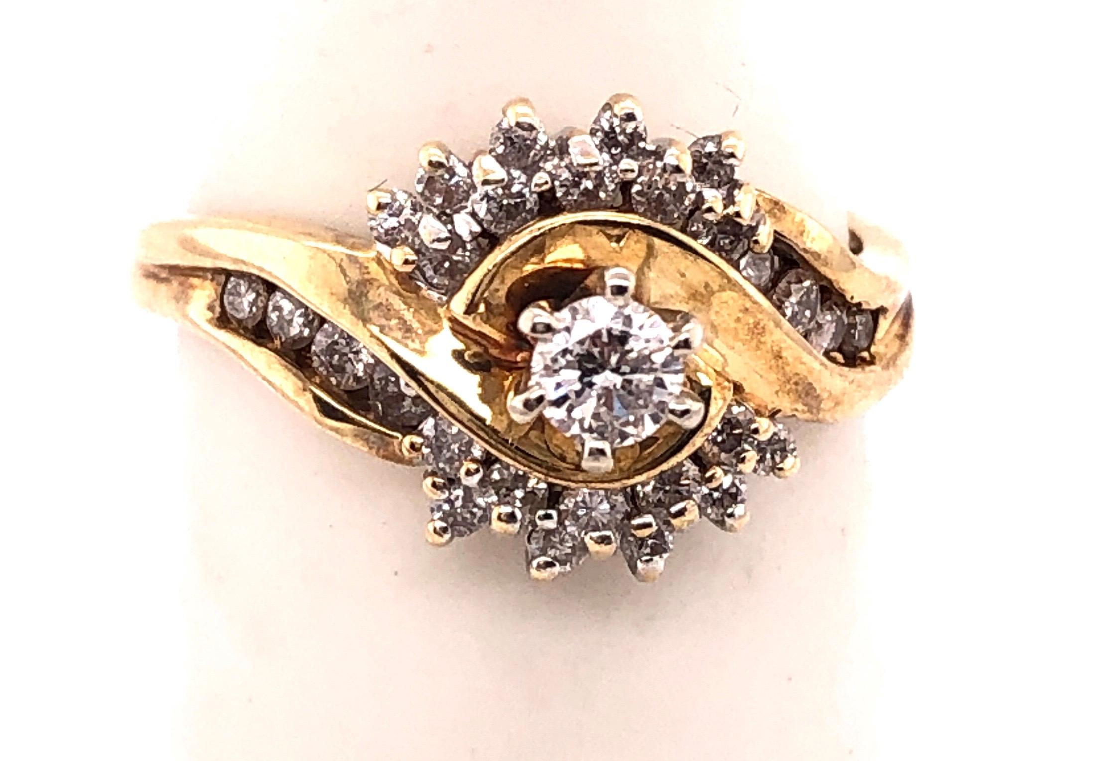 14 Karat Yellow Gold Engagement Ring 0.55 Total Diamond Weight For Sale 2