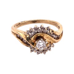 14 Karat Yellow Gold Engagement Ring 0.55 Total Diamond Weight