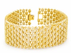 14KT Yellow Gold Exquisite Floral Link Diamond 8.42 Cts Wide Cuff Bracelet