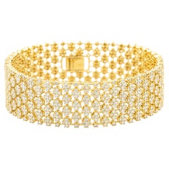 14KT Yellow Gold Exquisite Floral Link Diamond 8.42 Cts Wide Cuff Bracelet