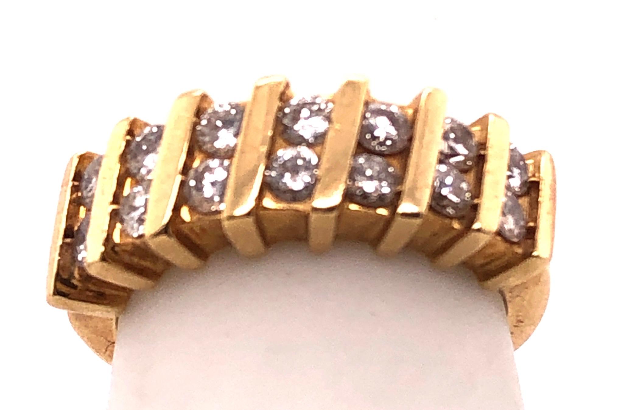 Women's or Men's 14 Karat Yellow Gold Fashion Ring 1.00 Total Diamond Weight For Sale
