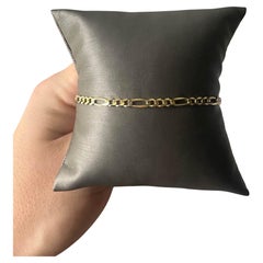 14kt Yellow Gold Figaro Bracelet, 8 inches, 3mm, New, Solid