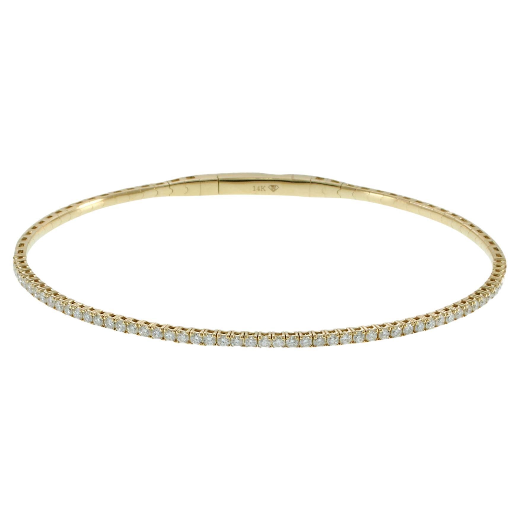 14KT Yellow Gold Flexible Diamond Bangle – 3/4CT-TW