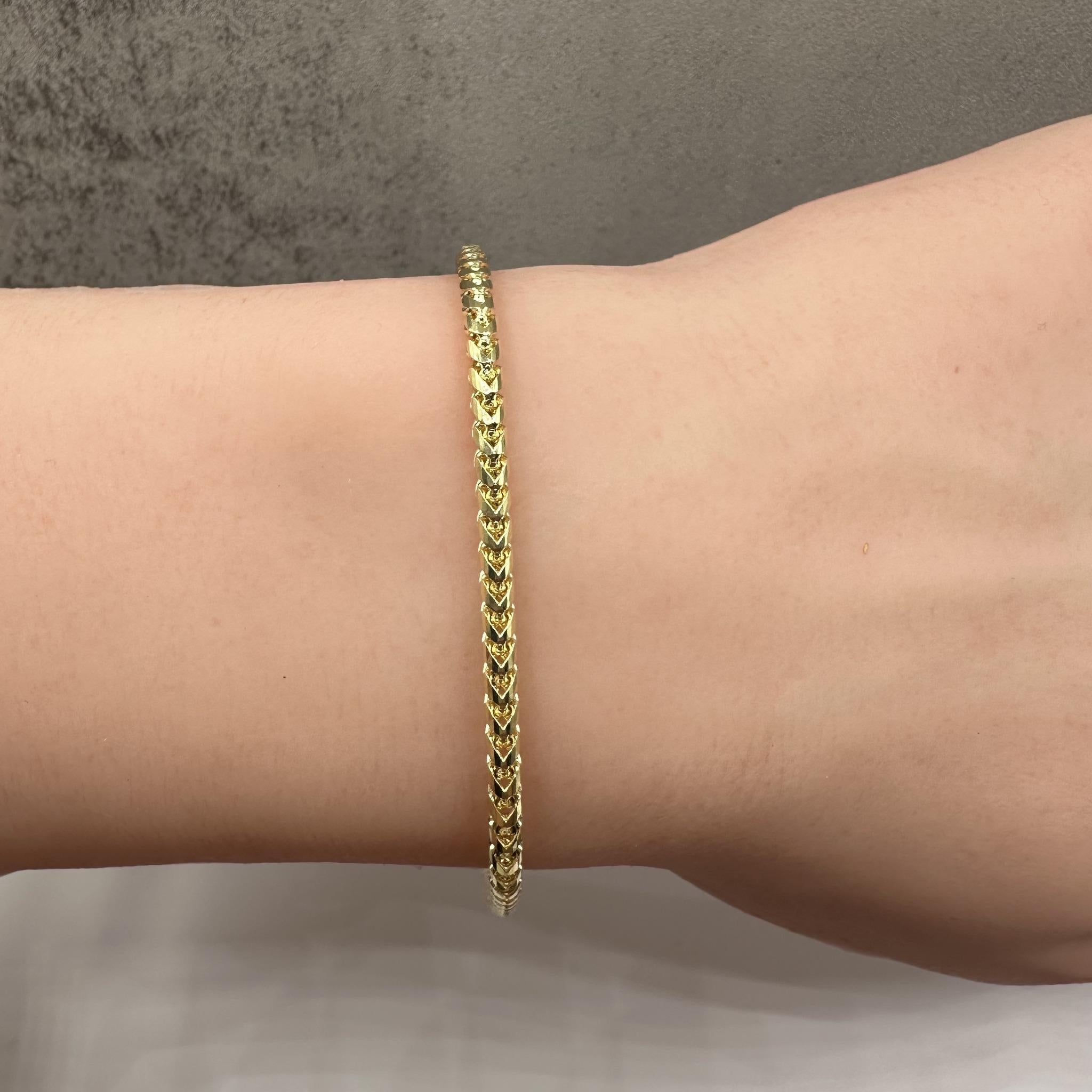 Bracelet Franco en or jaune 14kt - 7.5in, 2.7mm, 7.45g, New Unisexe en vente