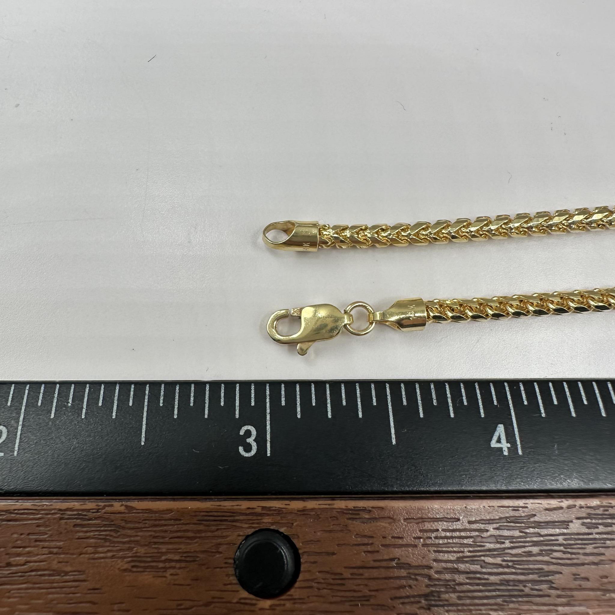 Bracelet Franco en or jaune 14kt - 7.5in, 2.7mm, 7.45g, New en vente 1