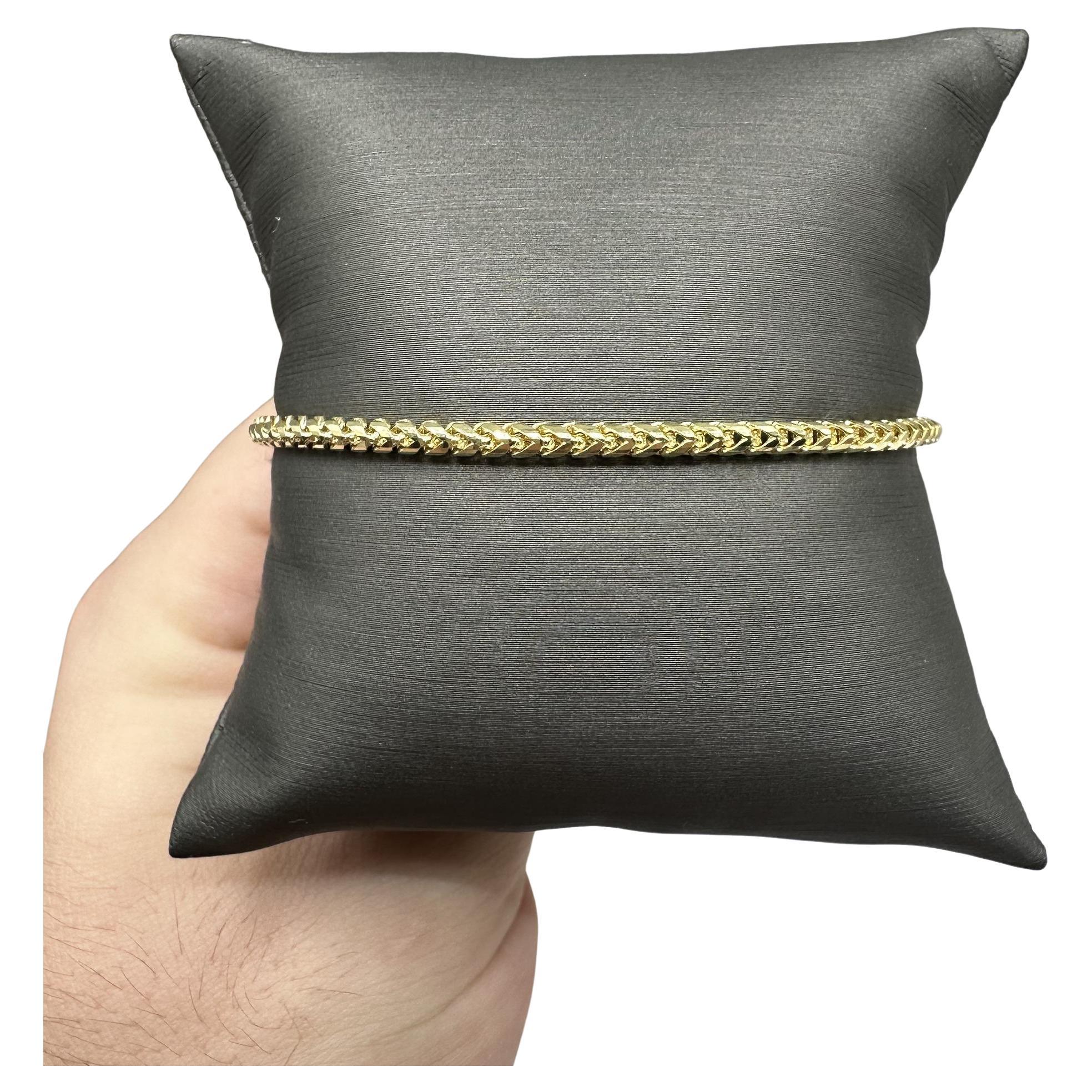 Pulsera Franco de oro amarillo de 14 quilates - 7,5 pulgadas, 2,7 mm, 7,45 g, Nueva