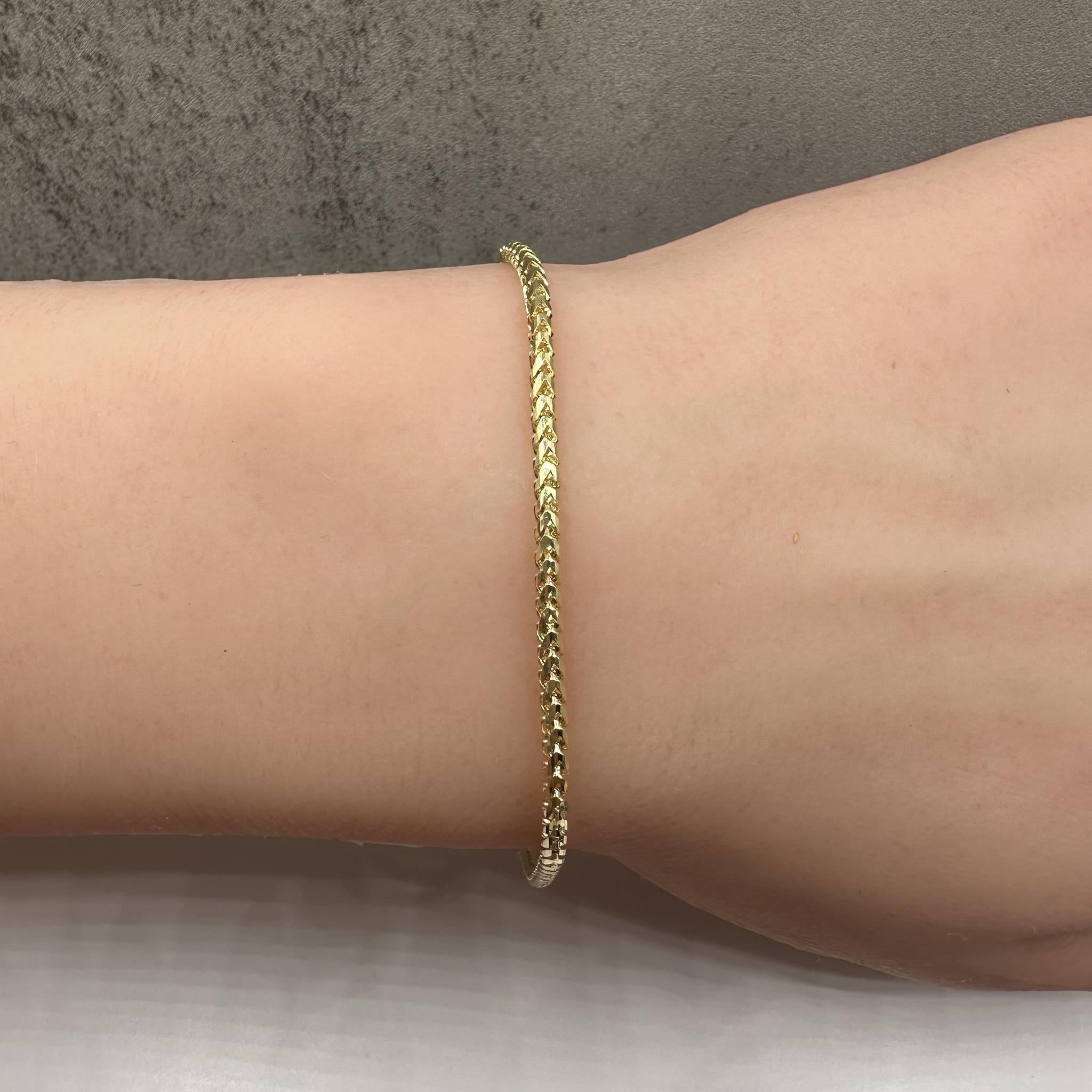 Bracelet Franco en or jaune 14kt - 8.75in, 2.1mm, 5.35g, New Unisexe en vente