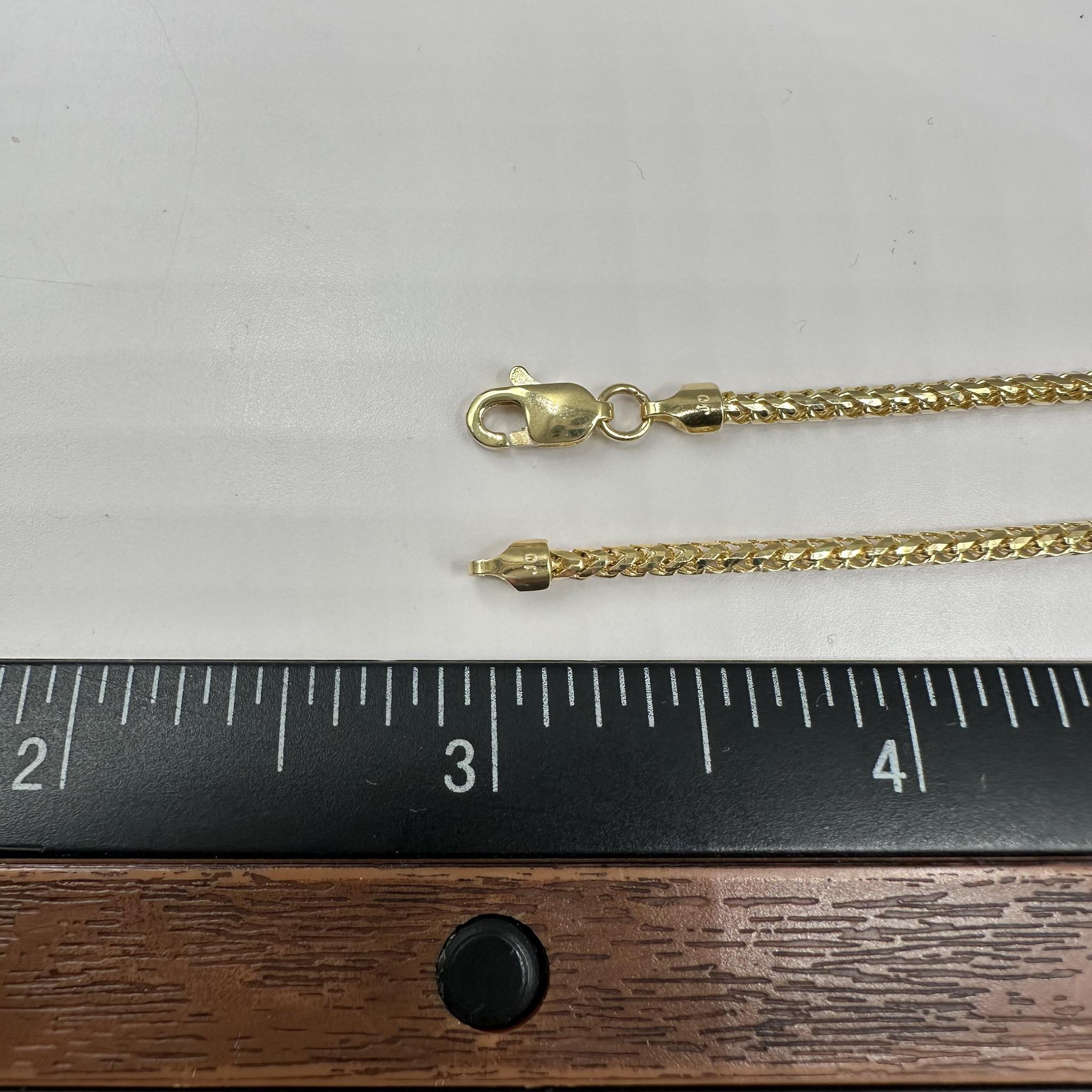 Bracelet Franco en or jaune 14kt - 8.75in, 2.1mm, 5.35g, New en vente 1