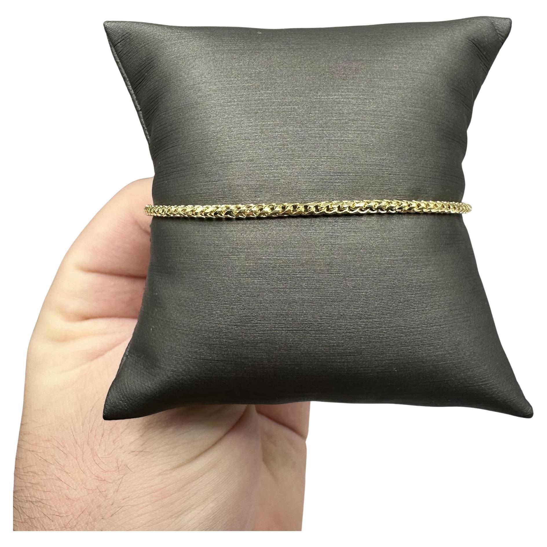 Bracelet Franco en or jaune 14kt - 8.75in, 2.1mm, 5.35g, New