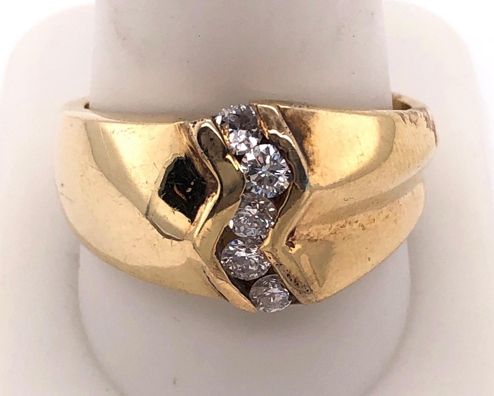 14 Karat Gelbgold Freiform-Ring mit 5 Diamanten (Rundschliff) im Angebot