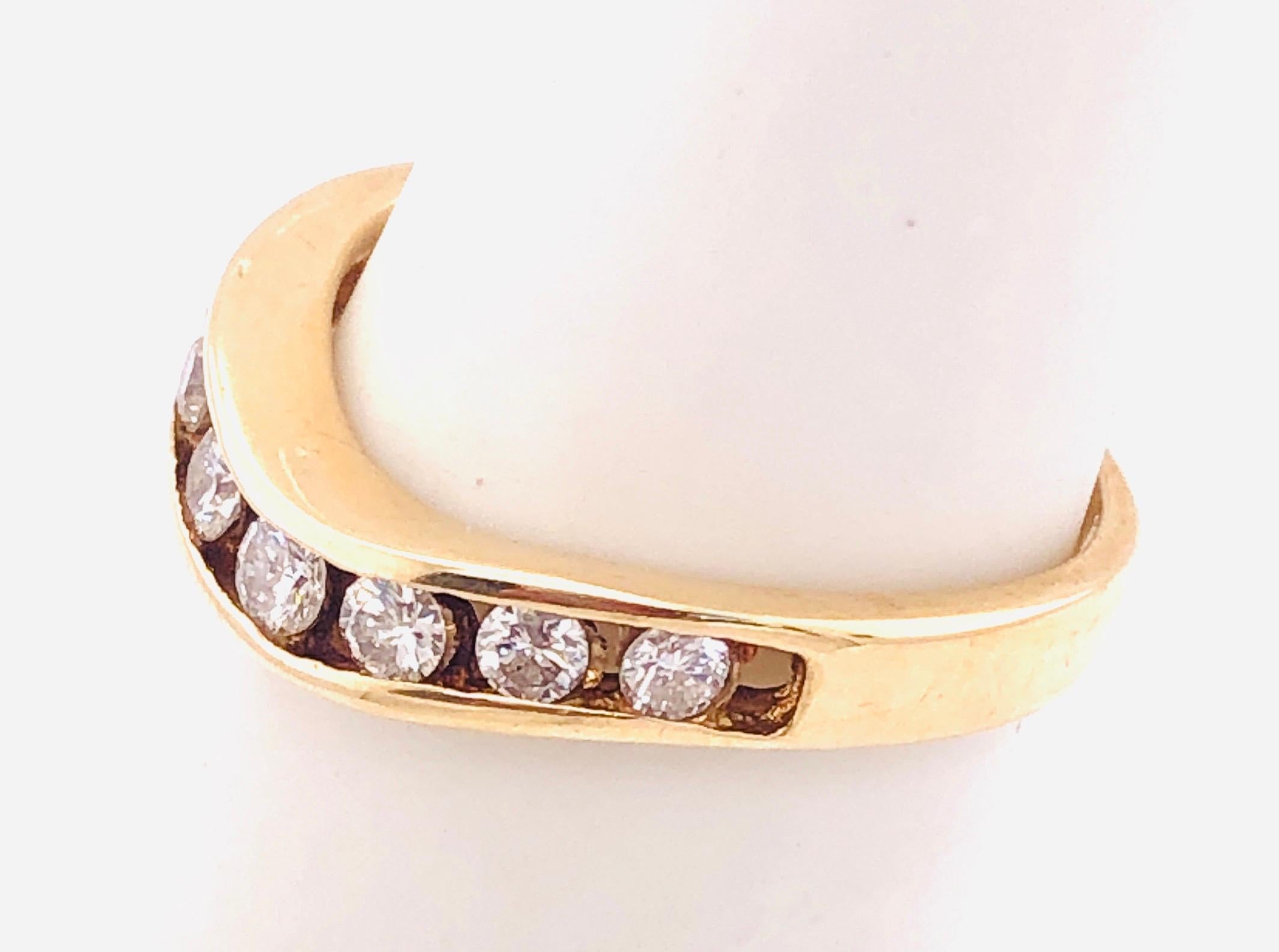 14 Karat Yellow Gold Freestyle Ring Bridal Wedding Band 7 Diamonds 0.50 TDW For Sale 5