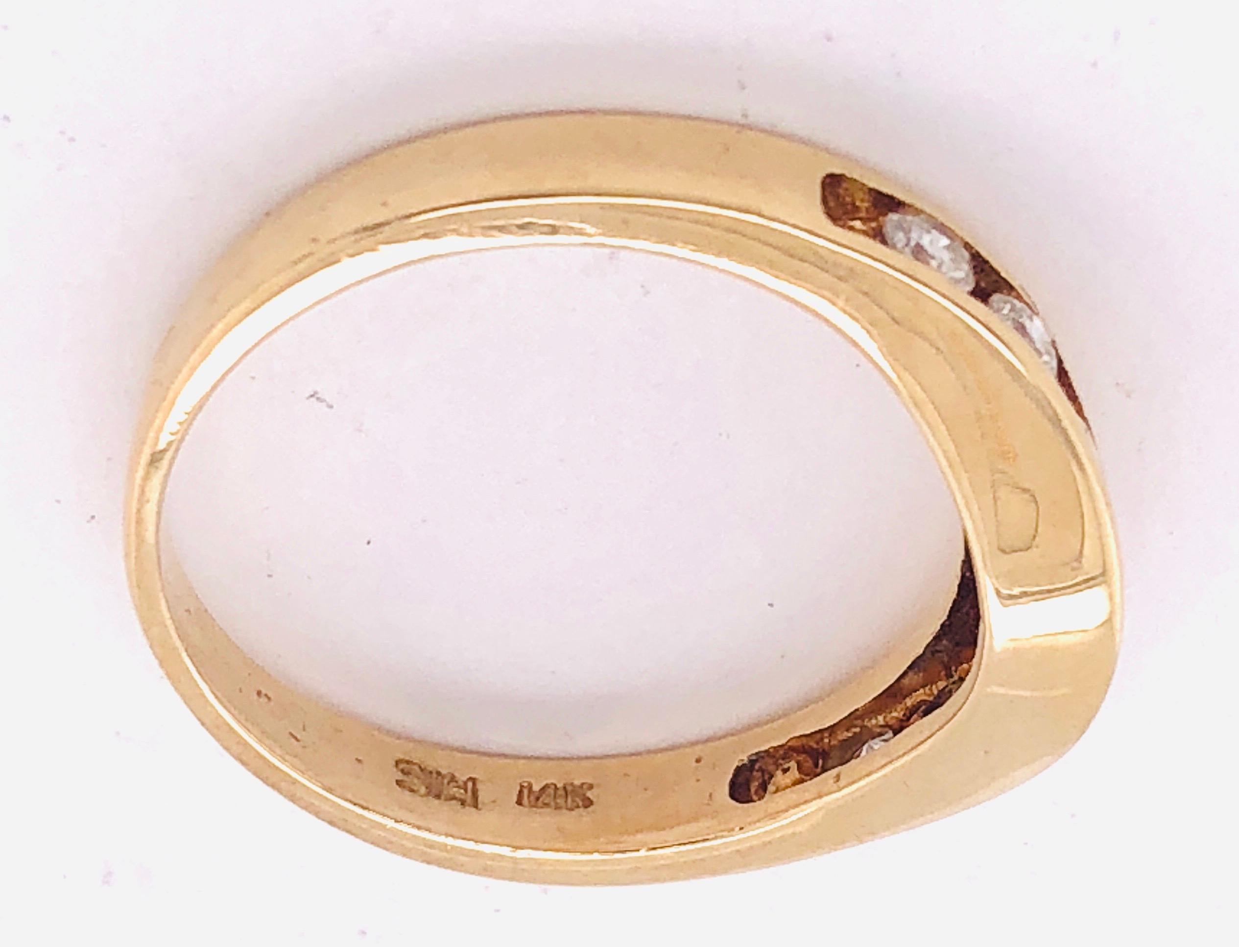 14 Karat Yellow Gold Freestyle Ring Bridal Wedding Band 7 Diamonds 0.50 TDW For Sale 2