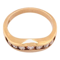 14 Karat Gelbgold Freischliff Ring Braut-Ehering 7 Diamanten 0,50 TDW