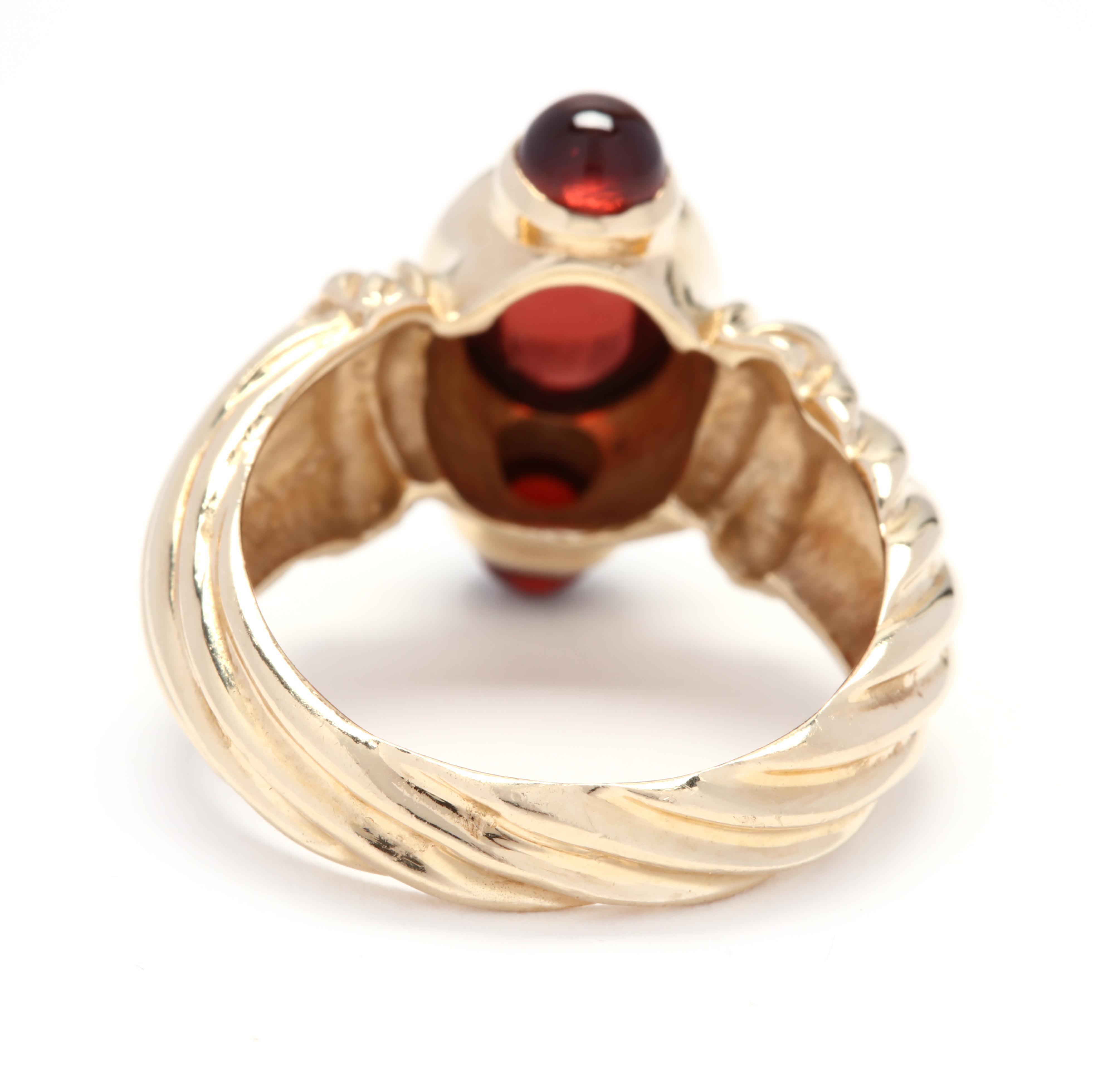 Oval Cut 14 Karat Yellow Gold and Garnet Cable Ring