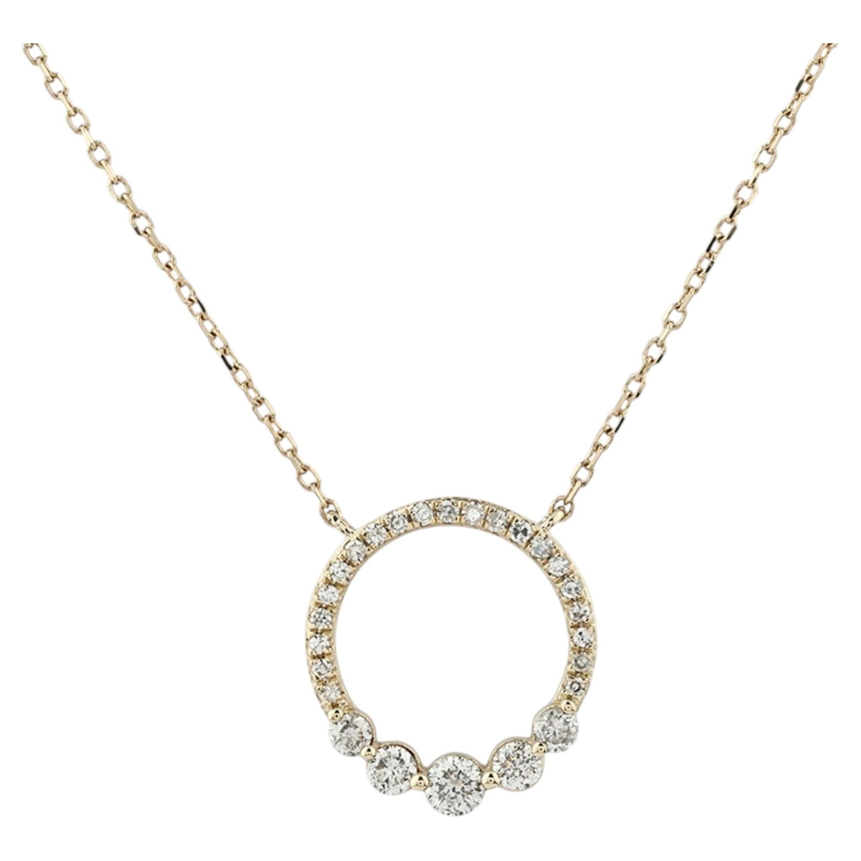 14KT Yellow Gold Graduated Diamond Circle of Life Pendant Necklace
