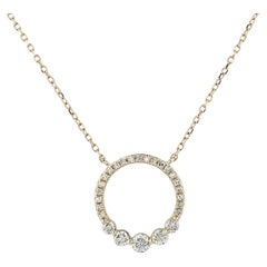 14KT Yellow Gold Graduated Diamond Circle of Life Pendant Necklace