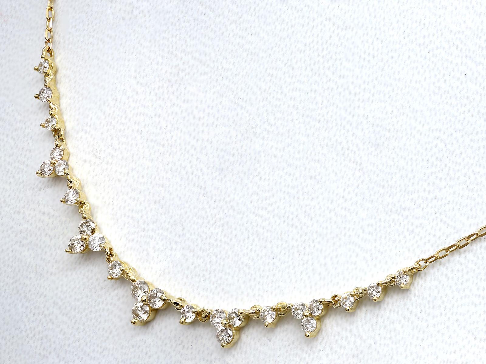 Collana a barre curve con diamanti graduati in oro giallo 14KT In condizioni Nuovo in vendita a Antwerp, BE