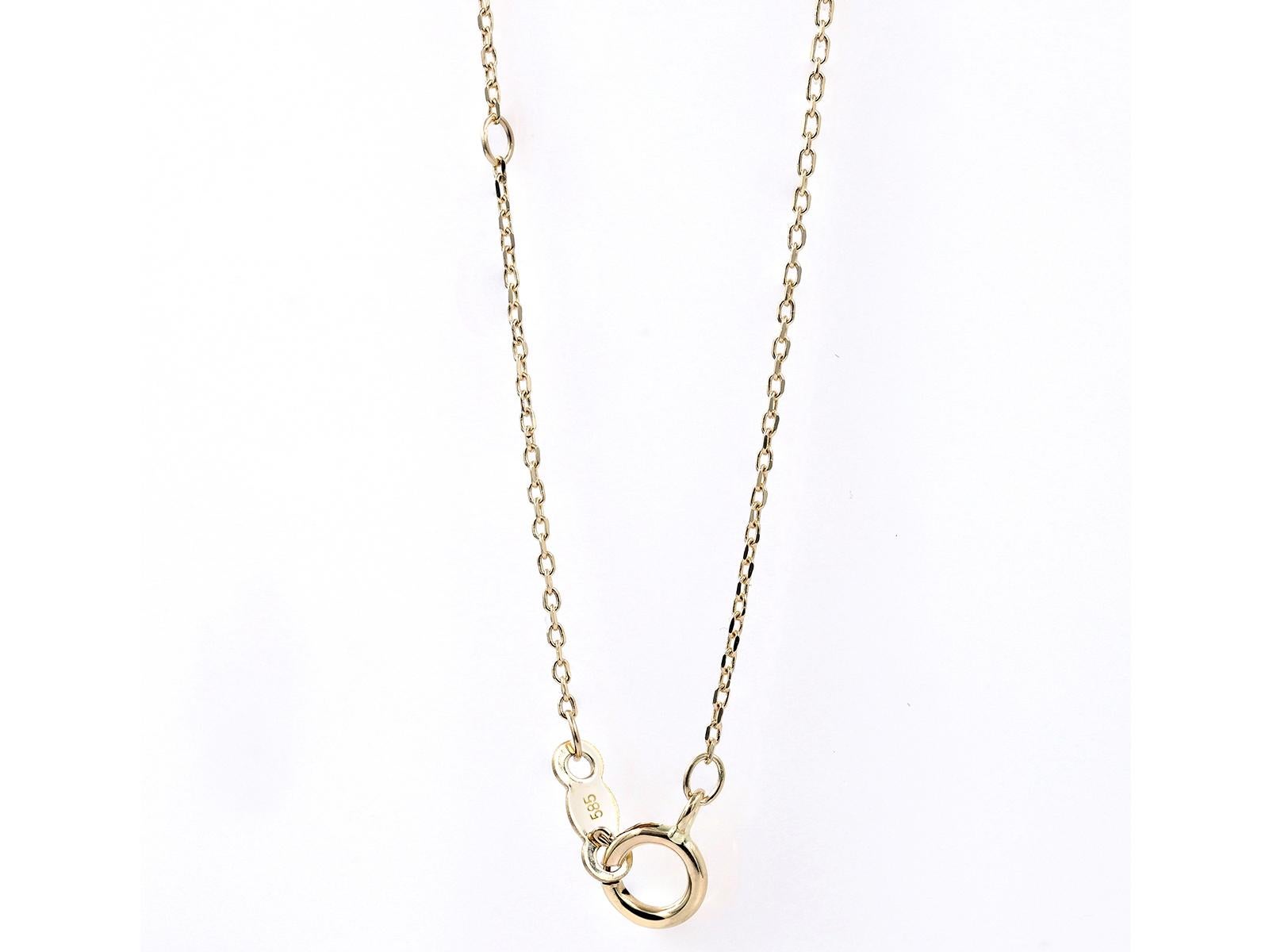 Collana a barre curve con diamanti graduati in oro giallo 14KT in vendita 2