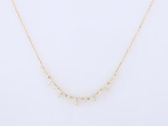14KT Yellow Gold Graduated Diamond Curved Bar Necklace