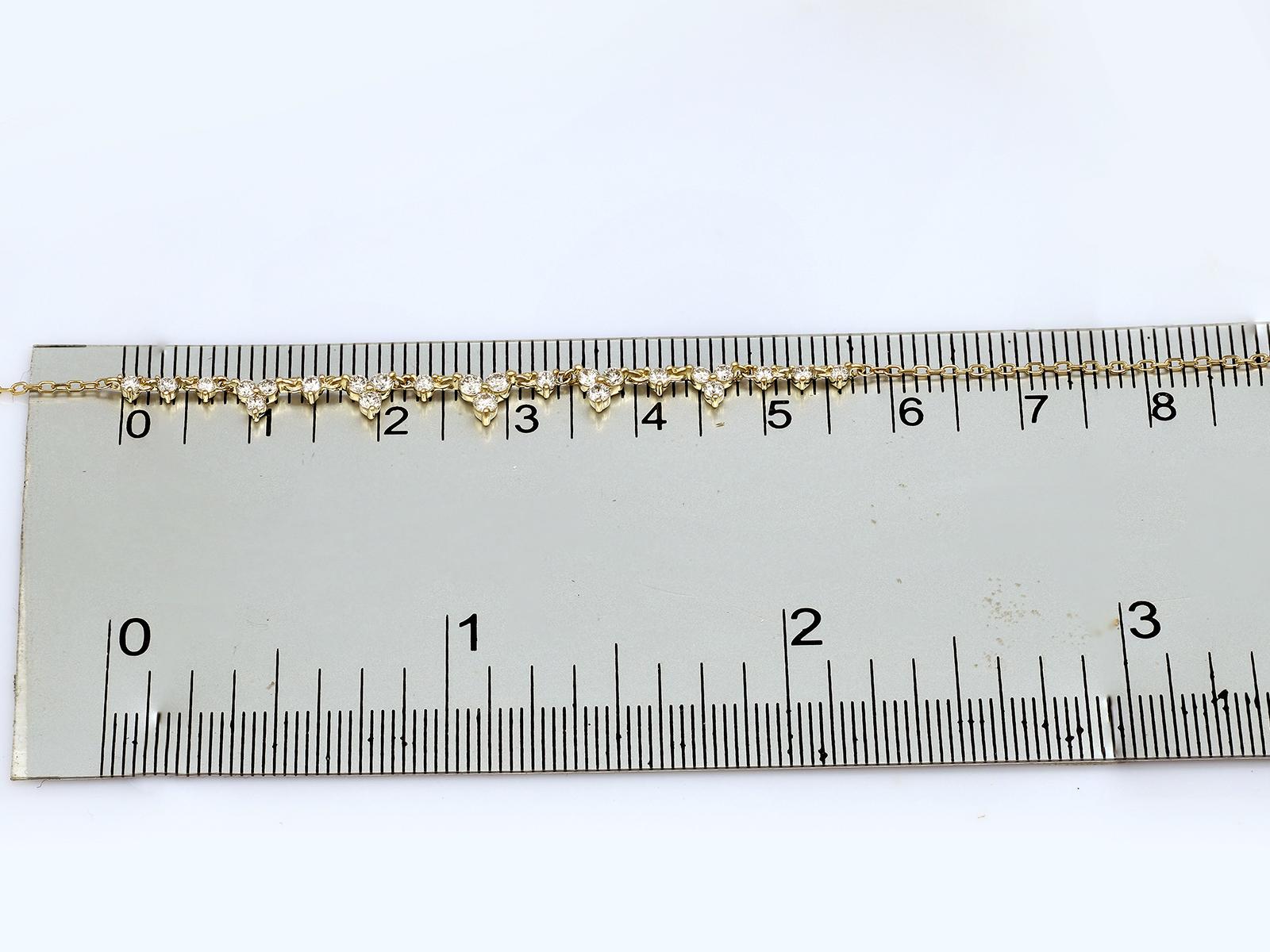 Collana a barre curve con diamanti graduati in oro giallo 14KT in vendita 3