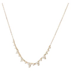 14KT Yellow Gold Graduated Diamond Curved Bar Necklace