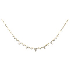 14KT Yellow Gold Graduated Diamond Curved Bar Necklace