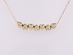 14KT Yellow Gold Graduated Round Diamond Heart Design Necklace