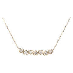 14KT Yellow Gold Graduated Round Diamond Heart Design Necklace