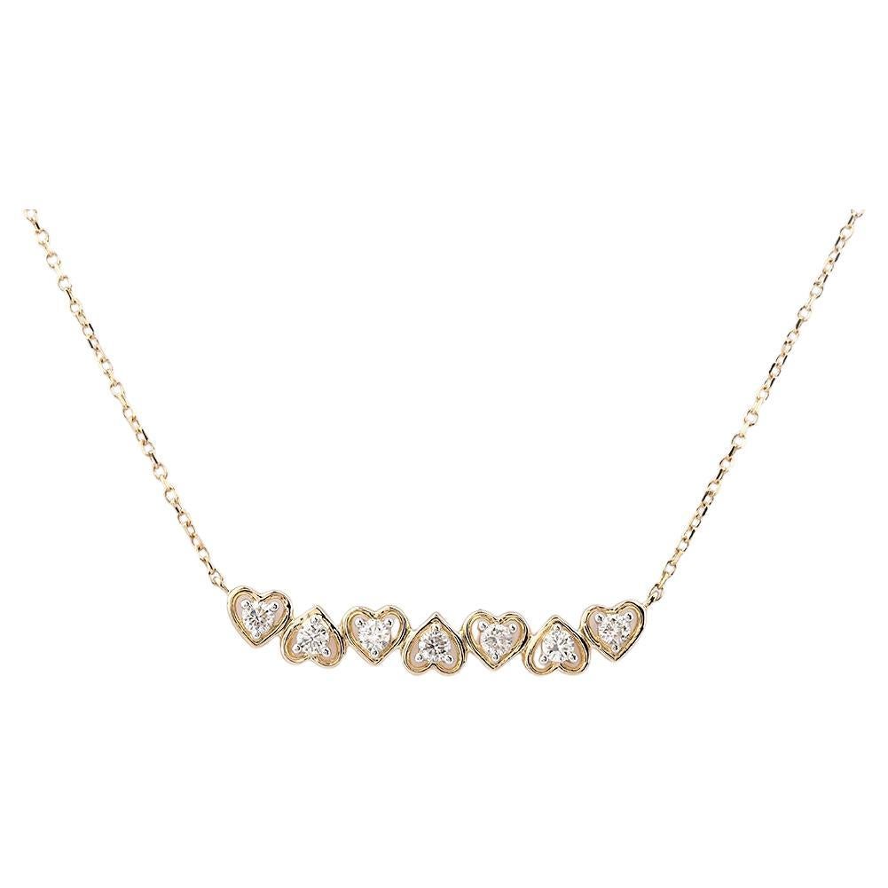 14KT Yellow Gold Graduated Seven Heart Diamond Necklace